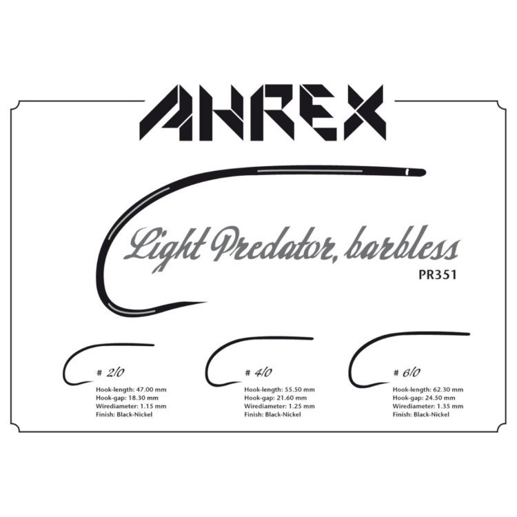 Ahrex Pr351 Light Predator, Barbless #6/0 Fly Tying Hooks